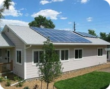 Solar panels on a house roof