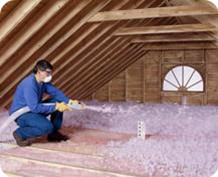 Blown insulation in an attic