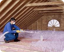 Blown insulation in an attic