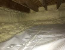 Spray foam insulation in a crawlspace