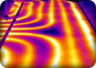 Infrared image of radiant heating pipes