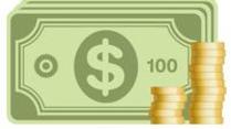 Cash and coins representing energy rebates
